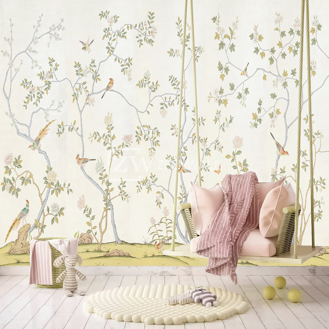 Papier peint : fleurs & oiseaux - zeenwall