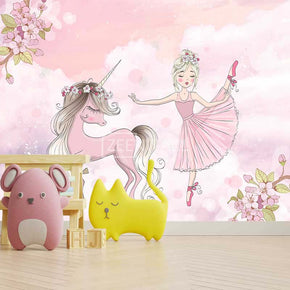 Papier peint :  Princesse et licorne